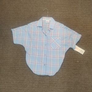 VTG NWT Land & Sea Plaid Button Up Shirt Size 8 Y2K Coastal Country Western 90s